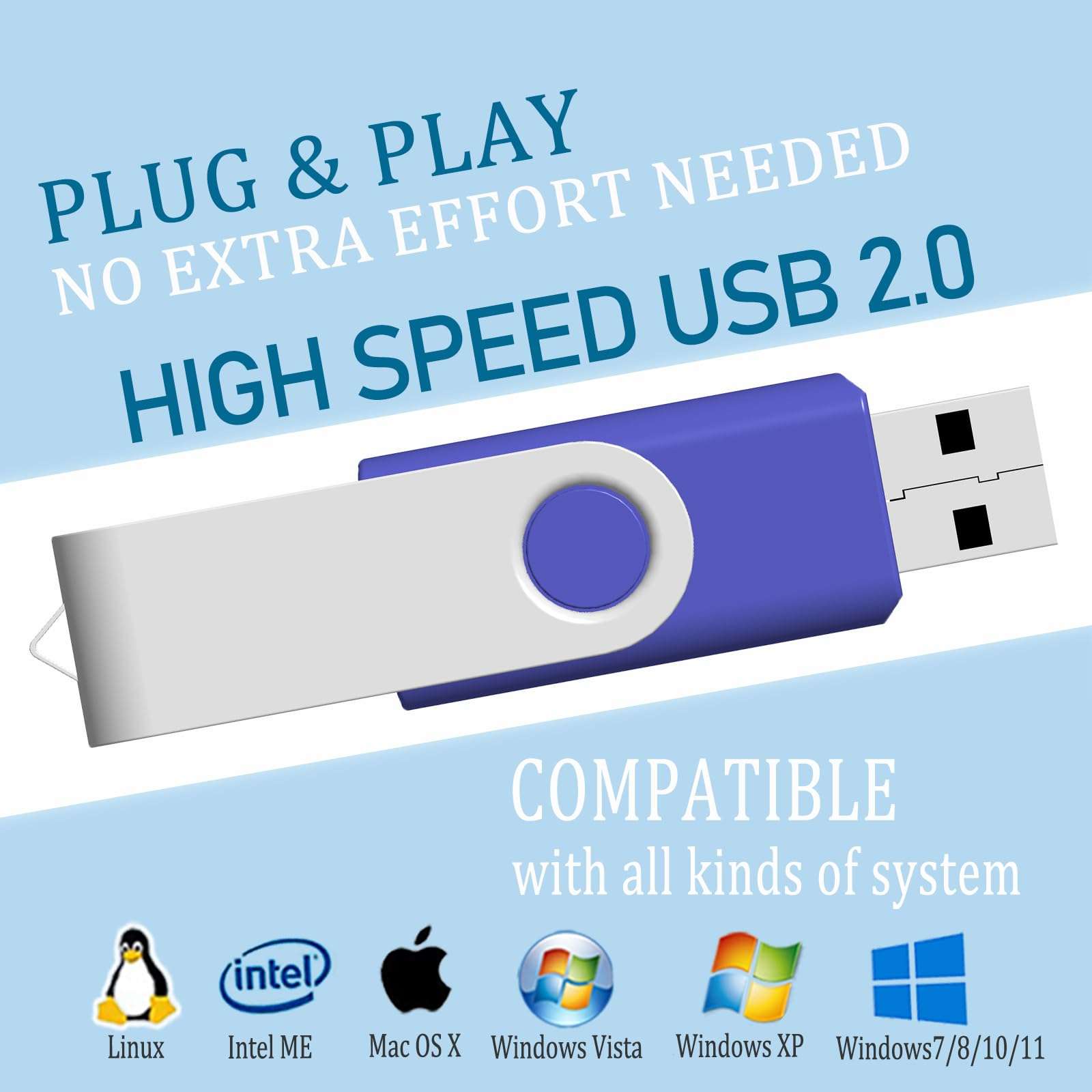 Bundle of USB Case of 20 Slots and 10 Pack 4GB Blue USB Flash Drives USB Holders to Organize 10 Thumb Drives 4 GB 5
