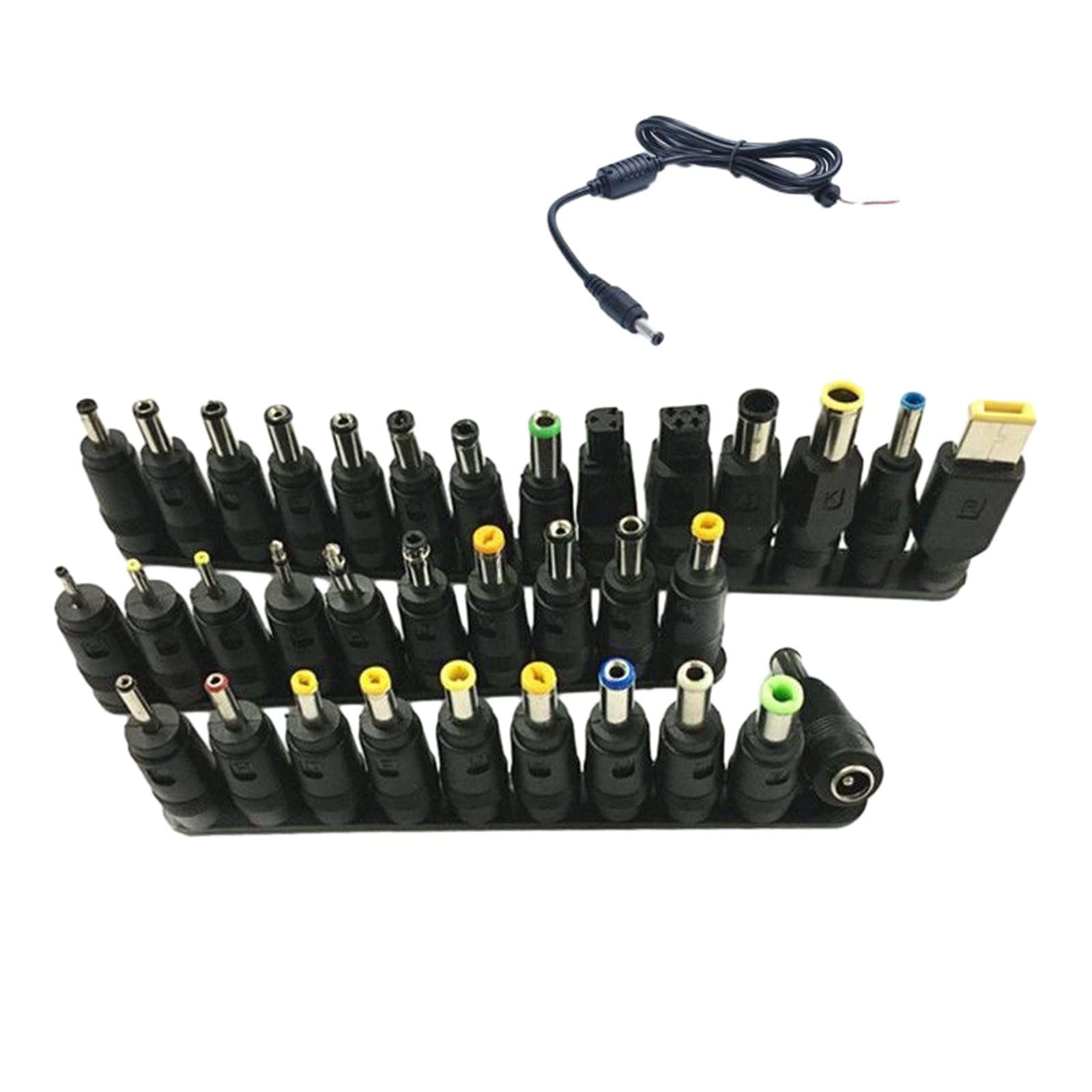 34Pieces Power Adapter DC5.5x2.1mm Barrels Plugs Adapters USB Cable for Laptops Power Charging 1