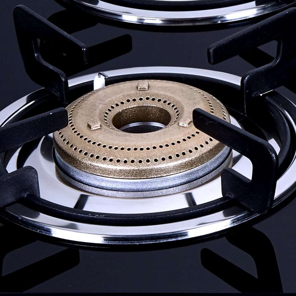Whirlpool 4 Burner Manul Ignition Gas Stove | Supremo 460 CT | Forged Brass Burners | Toughened Glass Top | Double Drip Tray | 5-Year Warranty | Black 4