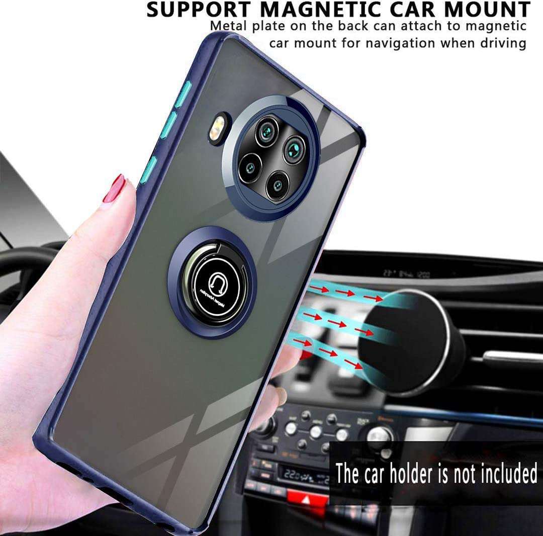 Suordii Case for Xiaomi Mi 10T Lite 5G with Tempered Screen Protector, [360° Rotating Stand] [Military Grade Anti-Fall Protection],Matte Transparent Hard PC Back Cover for Xiaomi 10T lite - Blue 3