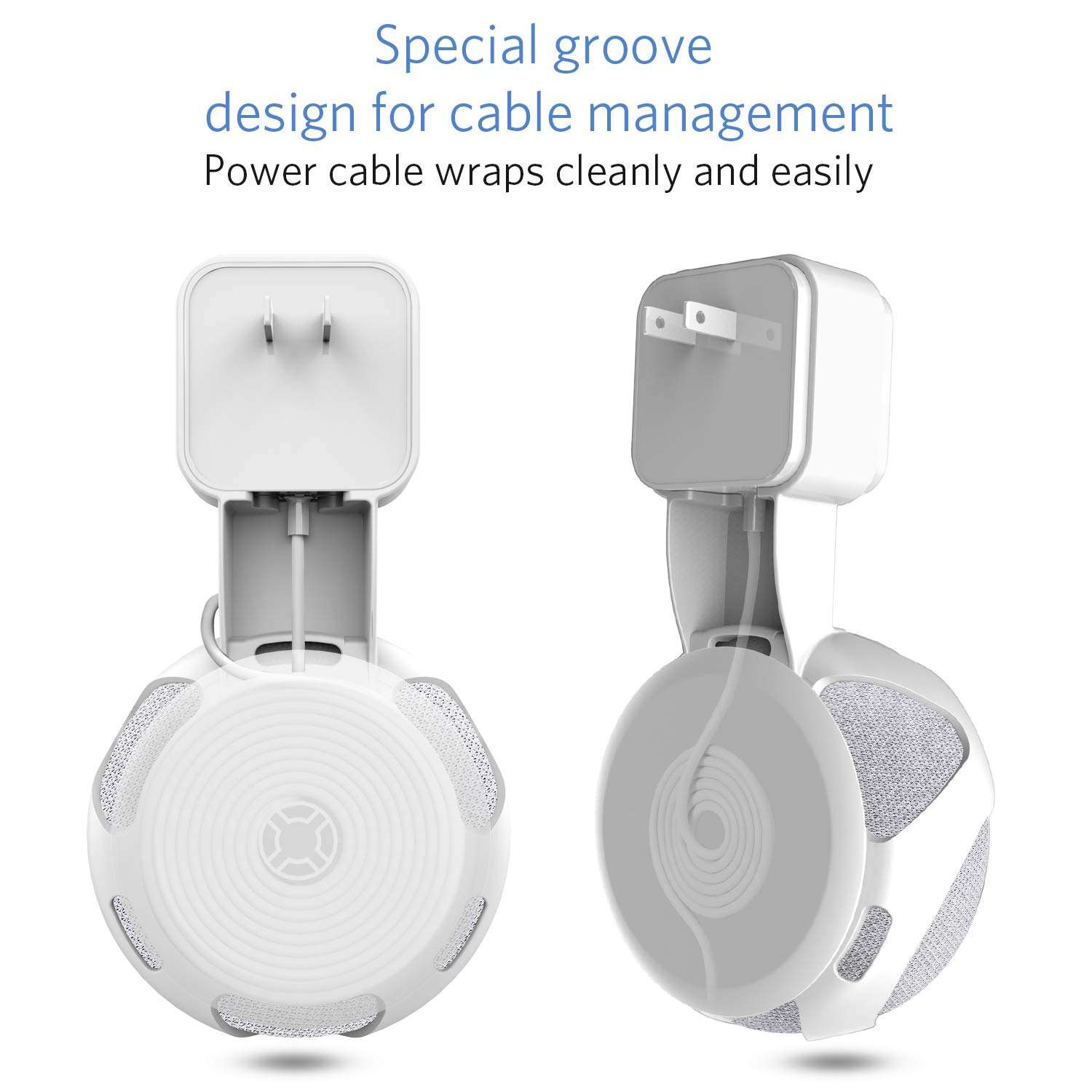 Frienda Outlet Wall Mount Hanger Holder Stand for Dot 3rd Generation Smart Home Voice Assistants, No Messy Wires or Screws-Compact Bracket Case Plug in Bedroom, Kitchen, Bathroom (White) 5