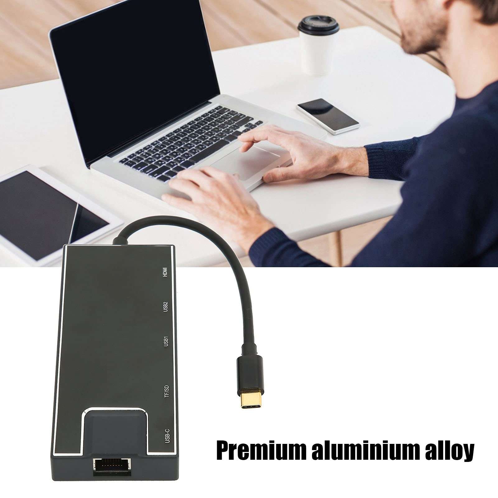 USB C Hub, Short Circuit and Overcurrent Protection USB C Hub Adapter Inbuilt Advanced Chip for Vista for OS X 6