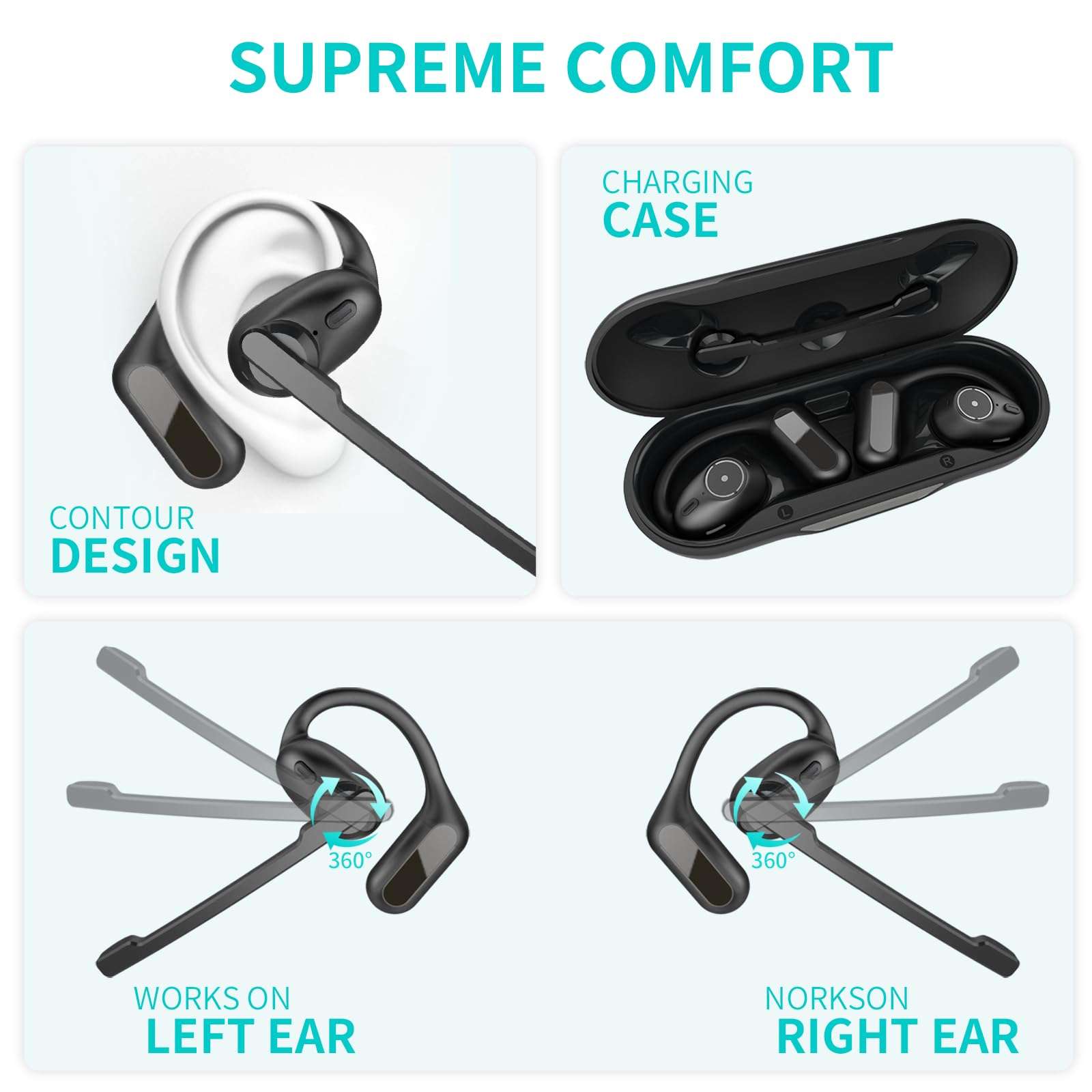 Msgannc Open-Ear Business Bluetooth Headset : Features a Detachable Microphone and a Multi-Microphone Design for Ultra-Clear Calls. Bluetooth 6.0, Suitable Office use,Driving,Meetings 5