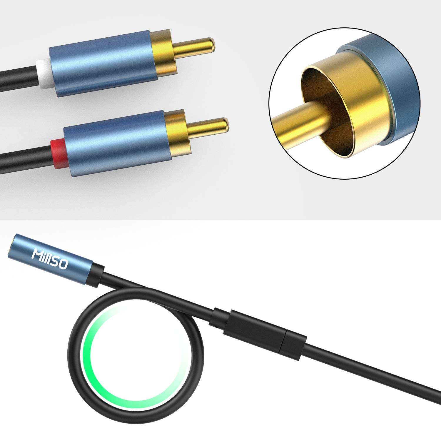 MillSO RCA to 3.5mm Female Adapter 3.5mm Female to 2 RCA Male Stereo Audio Cable TRS 1/8 Aux to Dual RCA Male Cable for Smartphone, Tablet, MP3, Speaker, Home Theater, Receiver, Mixer - 12 inch 6