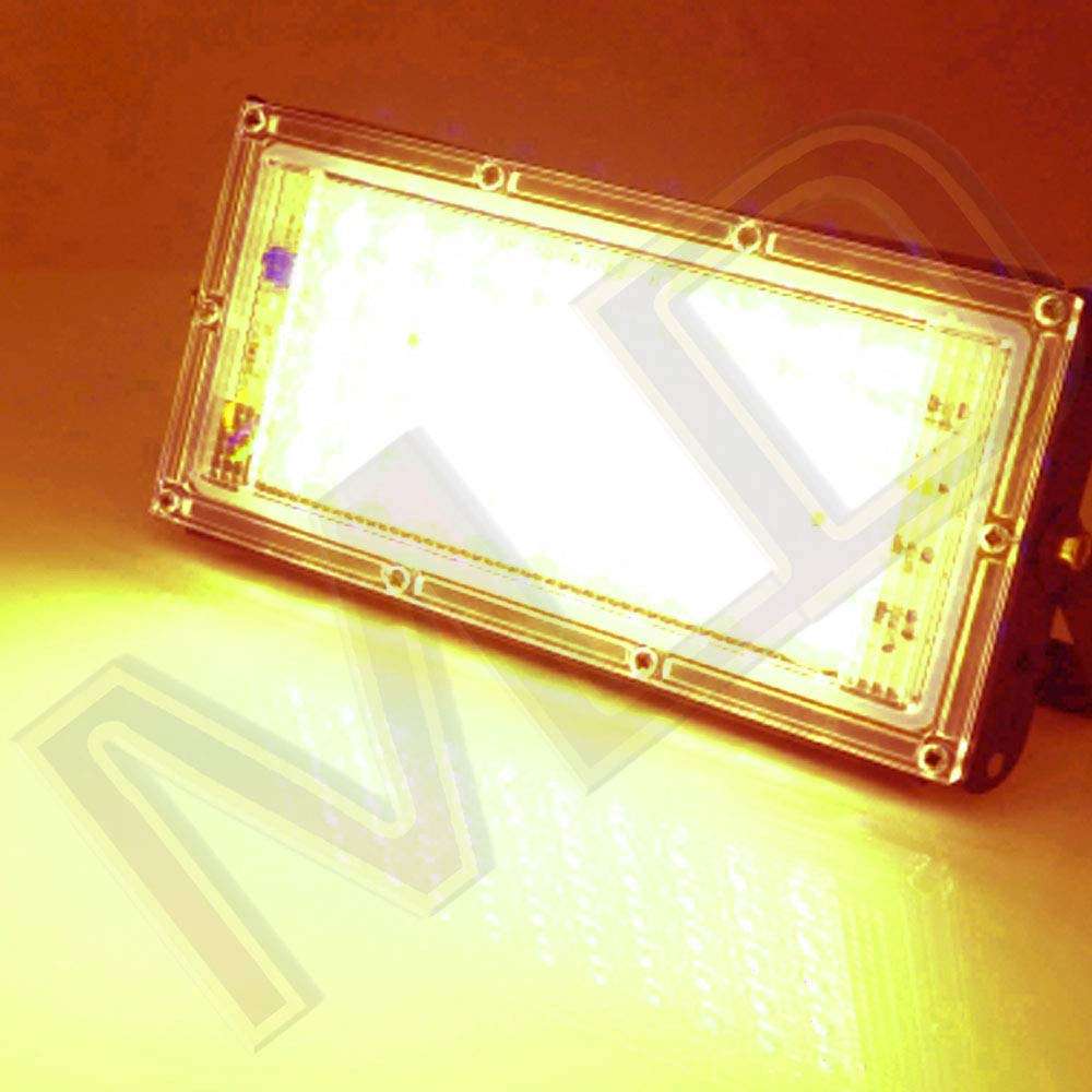 MLD 60 watt Led Brick flood focus Light for 50LED base IP65 outdoor indoor Waterproof with Yellow Lamp - 60W 220V AC Pack of 10 3
