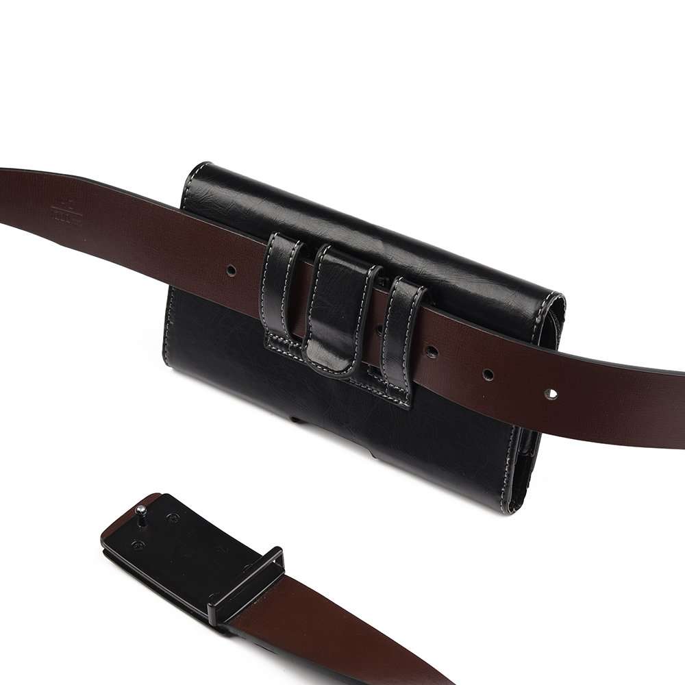 Horizontal Luxury Cell Phone Belt Pouch, Compatible w/iPhone Xs Max, 8 Plus 7 Plus 6 Plus Holster Clip fits w/Commuter Slim Case On or Bare Phone - MAX Inside Dims [6.35" X 3.25" X 0.5"] 2