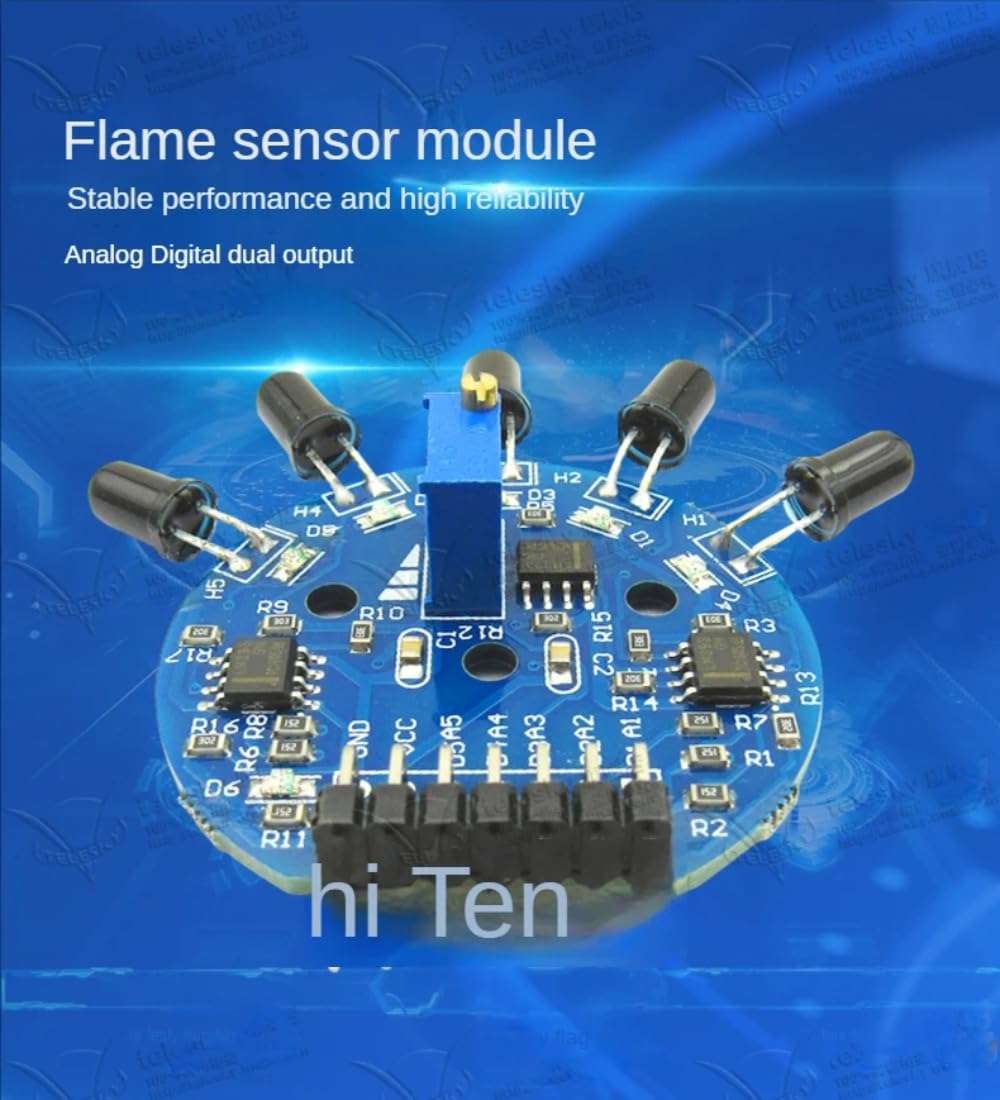 V TELESKY 2PCS Visual Tutorial of Flame Sensor Module Analog Digital Dual Output Fire Extinguishing Robot 6