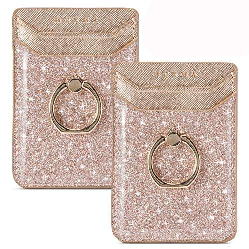 BIAJIYA Phone Card Holder RFID Wallet Credit Adhesive Cell Case Stick-on for Back of Phone For iphone 13series/12 Pro MAX/Samsung Galaxy/Most Smartphones (RoseGold) 1