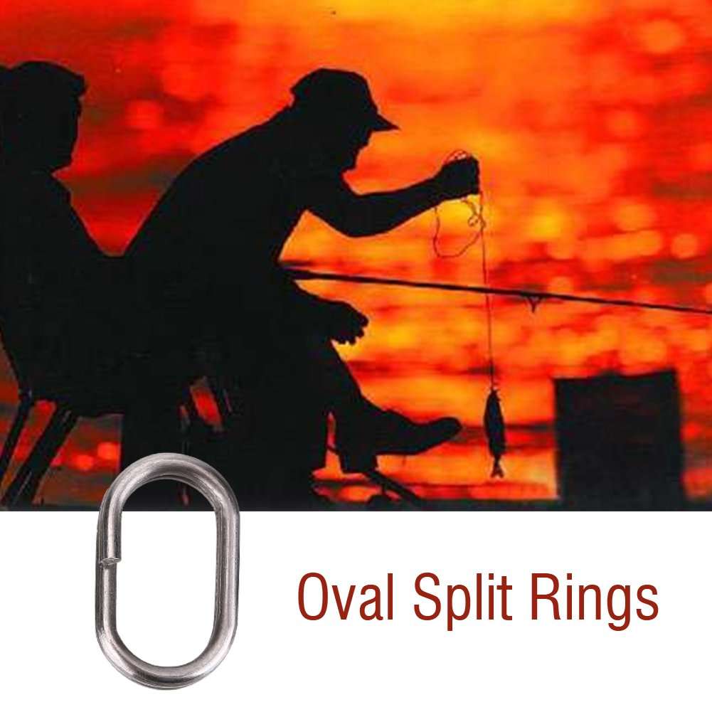 Oval Split Rings Fishing,Oval Split Rings for Fishing Lures,100Pcs Split Rings Stainless Steel Fishing Oval Split Rings Swivel Snap Carp Fishing Tackle Chain Connector 5 Sizes(9 * 15mm) 3