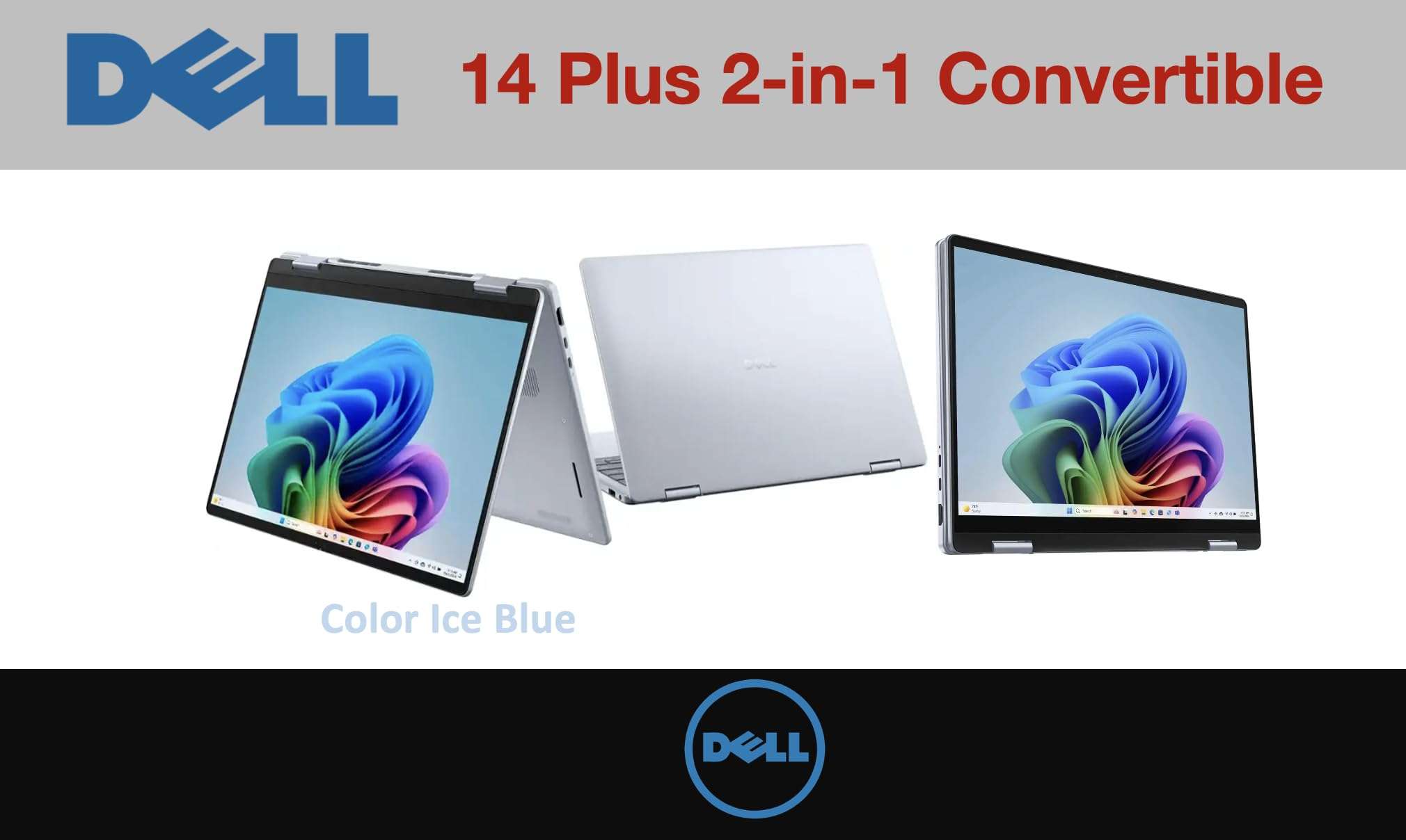 Dell 14 Plus 2-in-1 Laptop, 14.0" FHD+ LCD Touchscreen Display (Intel Ultra 7-256V (Beat Ultra 7 150U), 16GB LPDDR5X, 1TB PCIe SSD, Intel Arc Graphics, Backlit KB, Fingerprint, Win 11 Pro) w/USB Hub 3