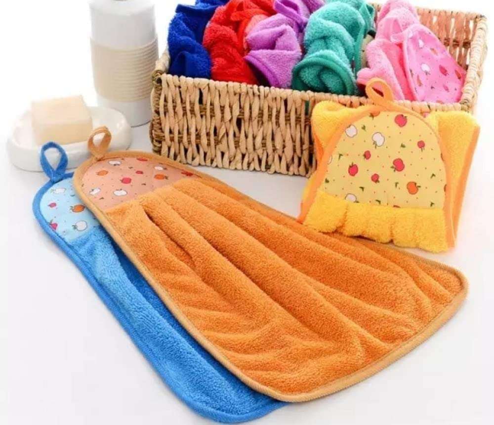Yetli Micro Fiber Cotton Wash Basin/Kitchen Hanging Towels Size 30 x 40 Cms Pack of 3, Multiclour (MB1362 2