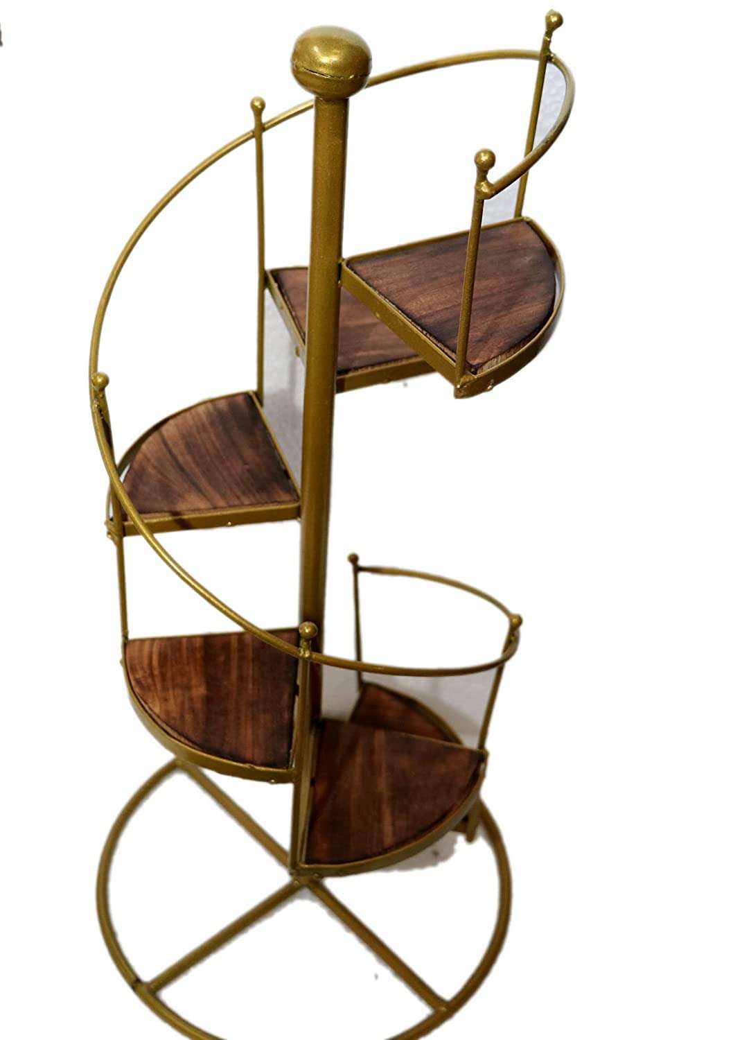 Surprise interiors Wood and Iron Stairs Shape Rack for Plants, Sturdy Shelf for Living Room, Office, and Bedroom, with Metal Bracket