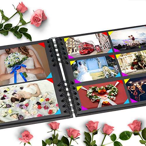 Scrapbook Album, 80 DIY Pages Photo Collection by LUNIQI, Black Paper for Anniversary, Wedding, Birthday, Valentines Day,Travel Graduation Gifts(40 Sheets, 80 Pages) with 6 Corner Stickers 5