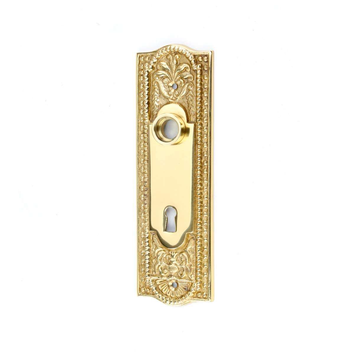 Renovators Supply Manufacturing Door Back Plate Antique Cast Brass 7 3/4 in. Escutcheon Cover Ornate Doorplate 1