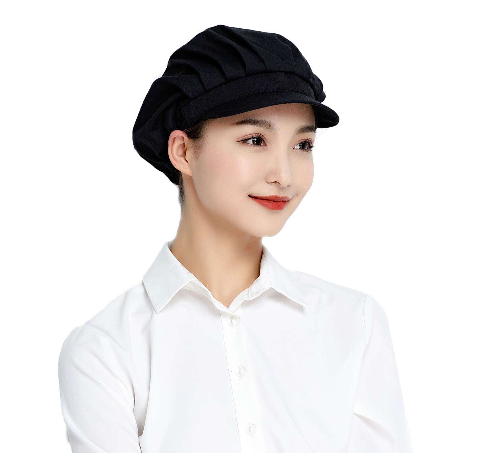 Jaspfct 4pcs Chef Hats Hairnets Kitchen Cooking Dishwashing Work Caps in Black HT005B4 6