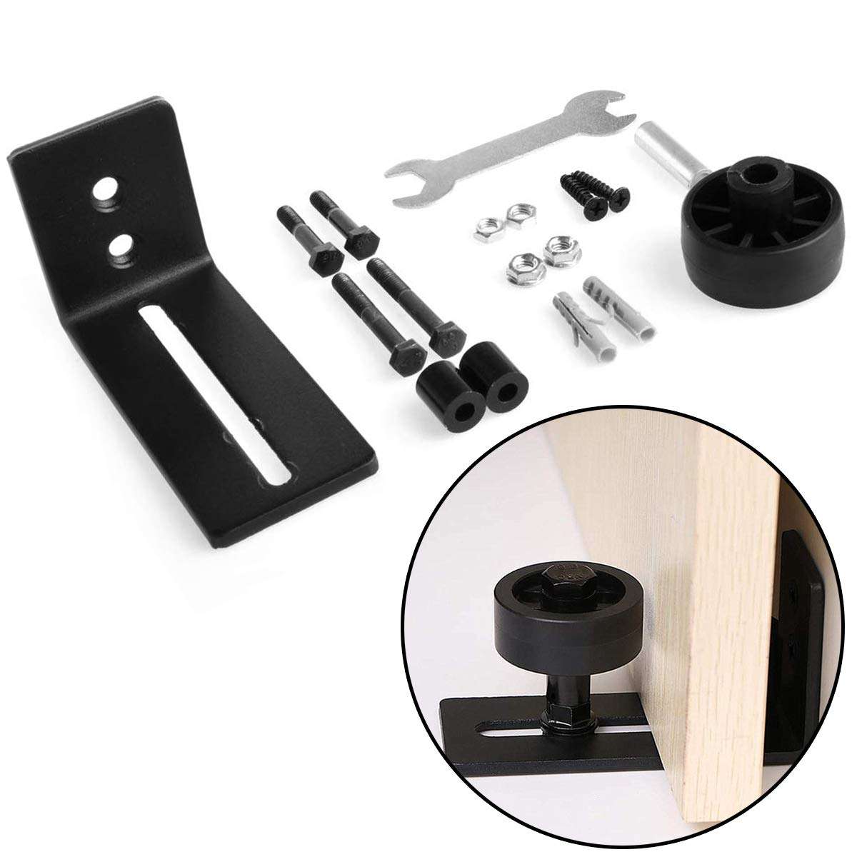 Barn Door Hardware, Multi-Function Sliding Barn Door, Adjustable Floor Guide Roller, Floor and Door Panel Non-Damage, Fits Barn Doors Up to 8.4 cm 1