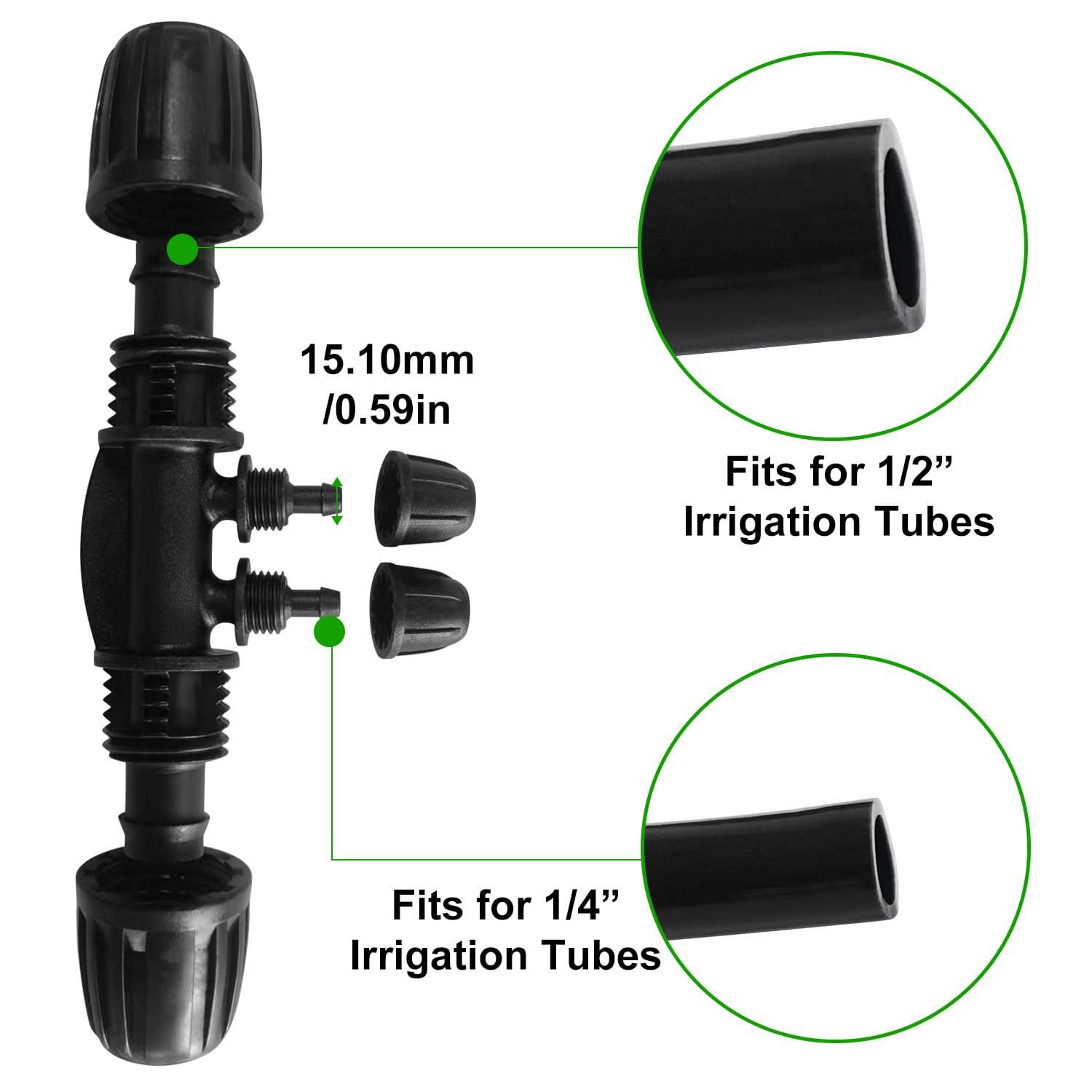 20 Pcs 1/2 Inch to1/4 Inch Drip Irrigation Tubing Fittings,Irrigation Hose Connectors,Lock Barbed Tee 4 Way for Lawn Plant Garden Watering System,Drip Irrigation System (1/2'' ID x 0.60''-0.63'' OD) 6
