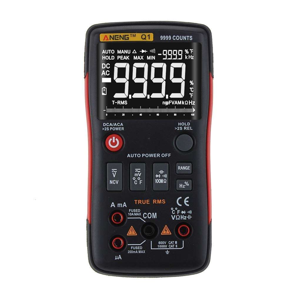 CT-CT Multimeter Aneng Q1 9999 Counts True Rms Digital Multimeter Ac Dc Voltage Current Resistance Capacitance Temperature Tester Auto/Manual Raging with Analog Bar Graph 3