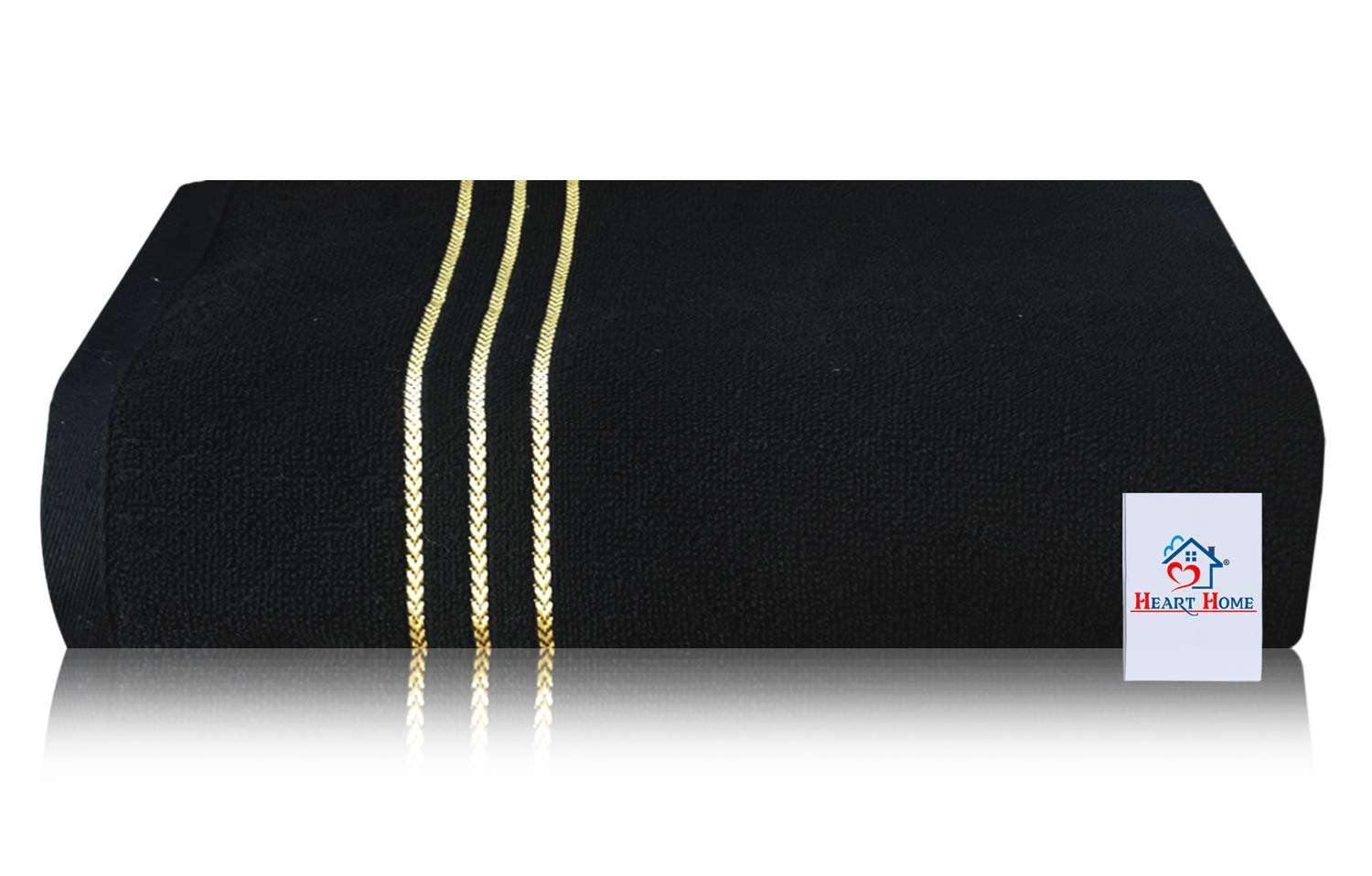 Heart Home Cotton 3 Pieces Bath Towel Super Soft, Fluffy, and Absorbent, Perfect for Daily Use 100% Cotton Towels, 400 GSM (Black)-HEART11584 2