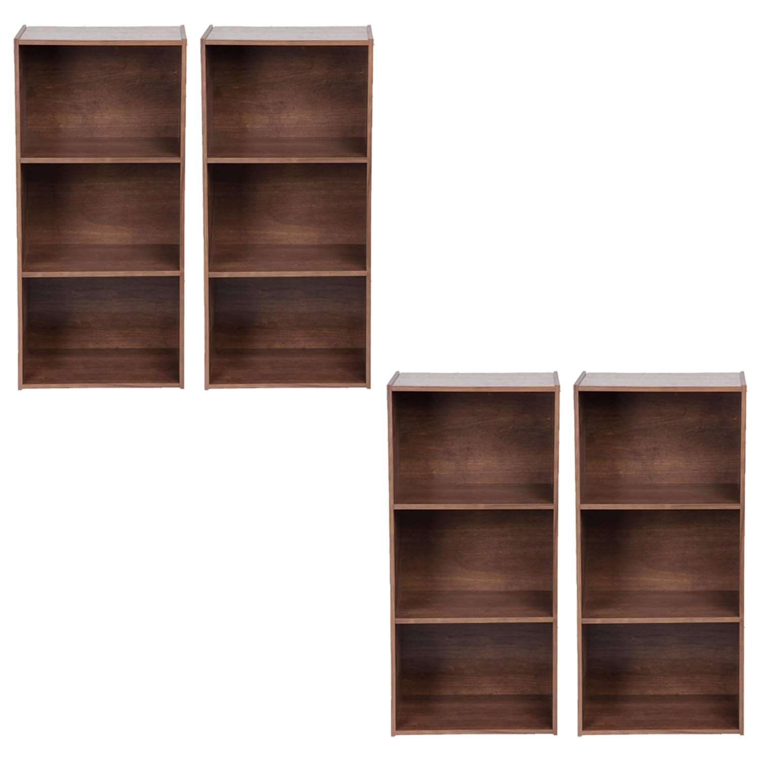 Kuber Industries Book Shelf|Wooden 4 Shelves Engineered Bookshelf|Storage Cabinet for Kitchen,Wall Shelf,Décor Shelf,30"X30",(Brown) (Pack of 4) 1