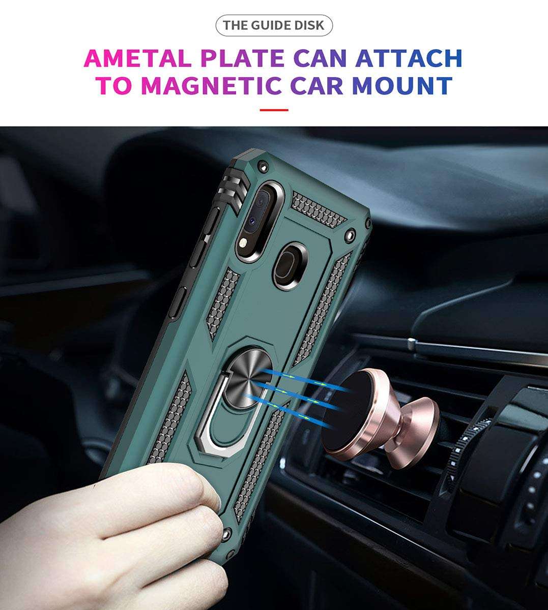 ADDIT A20e Case, Samsung Galaxy A20e Case [ Military Grade ] Shock-Absorption Bumper Cover Samsung Galaxy A20e Anti-Scratch Case with Ring Car Mount Kickstand for Samsung Galaxy A20e - Teal 5