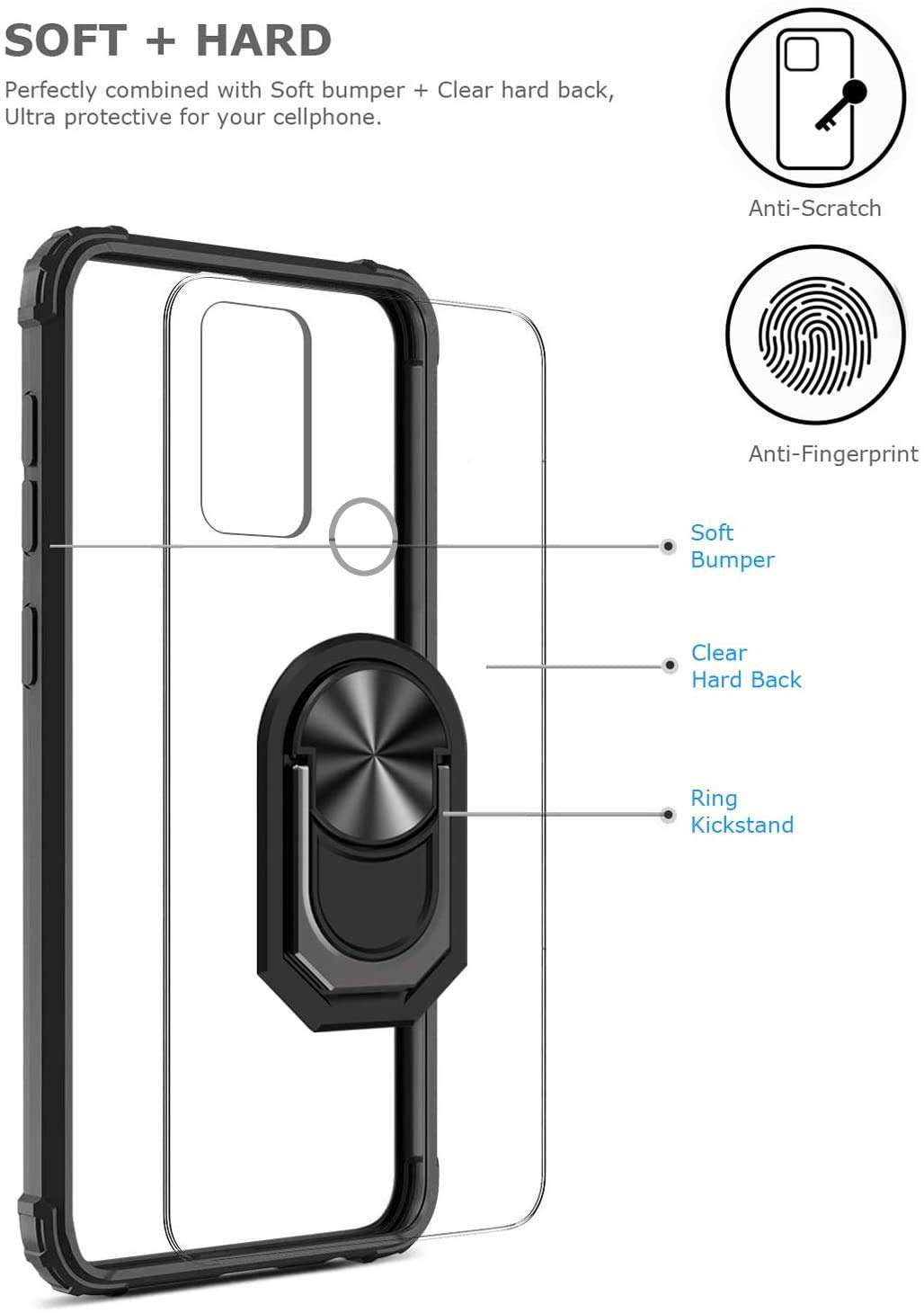 REAMOUNT Samsung Galaxy A21S Case, [ Military Grade ] with [ Glass Screen Protector] Drop Tested Protective Case | Kickstand | Compatible with Samsung Galaxy A21S (Black) 5