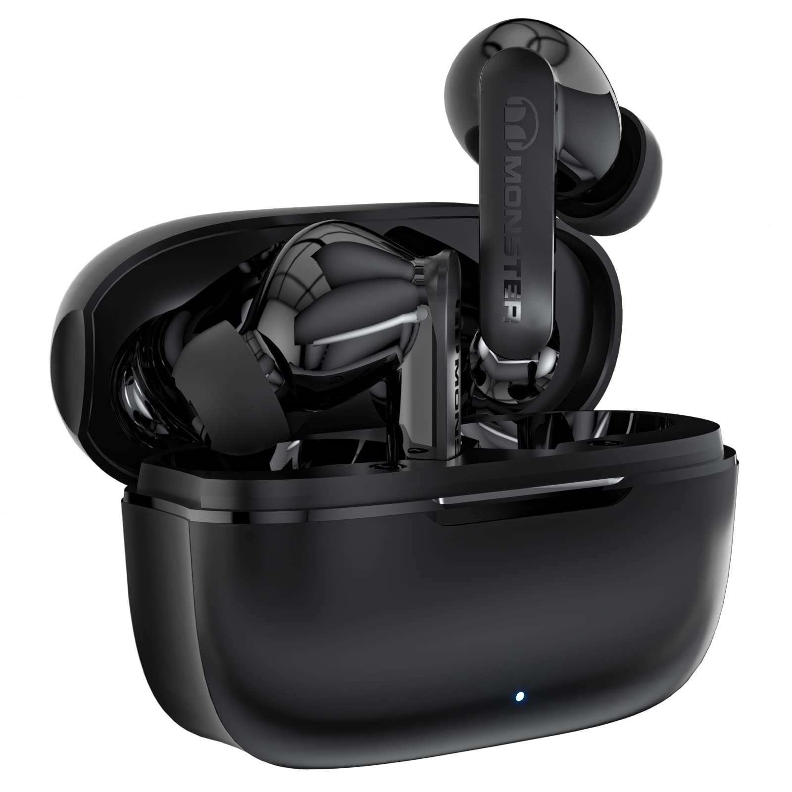 Monster N-Lite Clear Talk Wireless Earbuds Bluetooth 5.3 Headphones with CVC 8.0 Noise Reduction, IPX8 Waterproof, 60H Playtime, Fast Charging for Sport, Ash black, MH22107 1