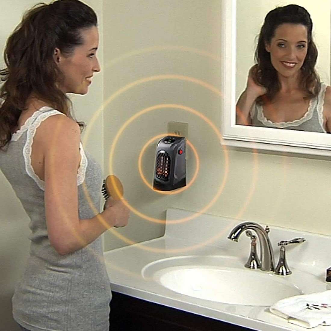 ADRAMA Plastic Electric Heater Fan Wall-Outlet Handy Adjustable Timer Digital Display For Home Office Camper. 6