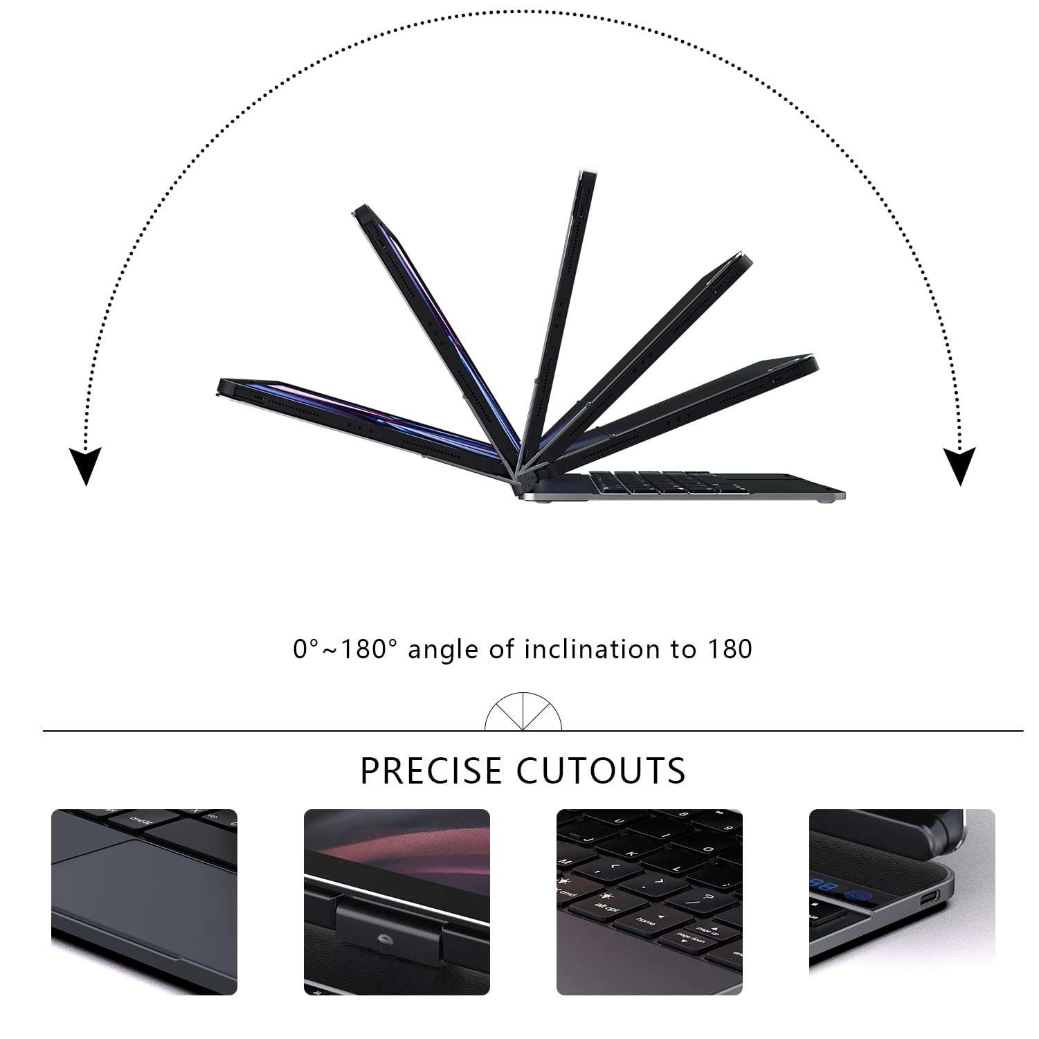 doqo iPad Air 4th 10.9 Case with Keyboard, 360 Rotating Keyboard case, Magnetic Trackpad Backlit Keyboard case for iPad Air 4th Generation(2020), iPad Pro 11 2018/2020/2021(Aluminum Alloy, Black) 4