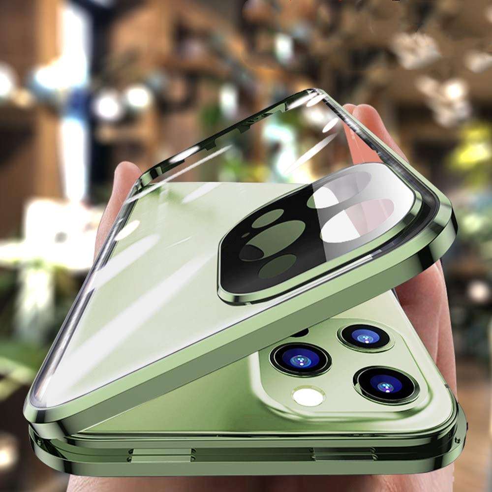 Lockable Anti Peeping Case for iPhone 12 Magnetic Glass Case Built-in Camera Lens Protector Privacy Screen Glass Protector Bumper Case Anti peep Cover with Lock (iPhone12, Black) 1