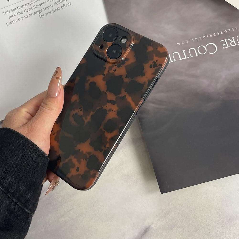 for iPhone 15 Case Leopard Silicone Cheetah Print Animal Pattern Soft Anti-Scratch Full Camera Protective Phone Cover (Amber Leopard, for iPhone 14) 6