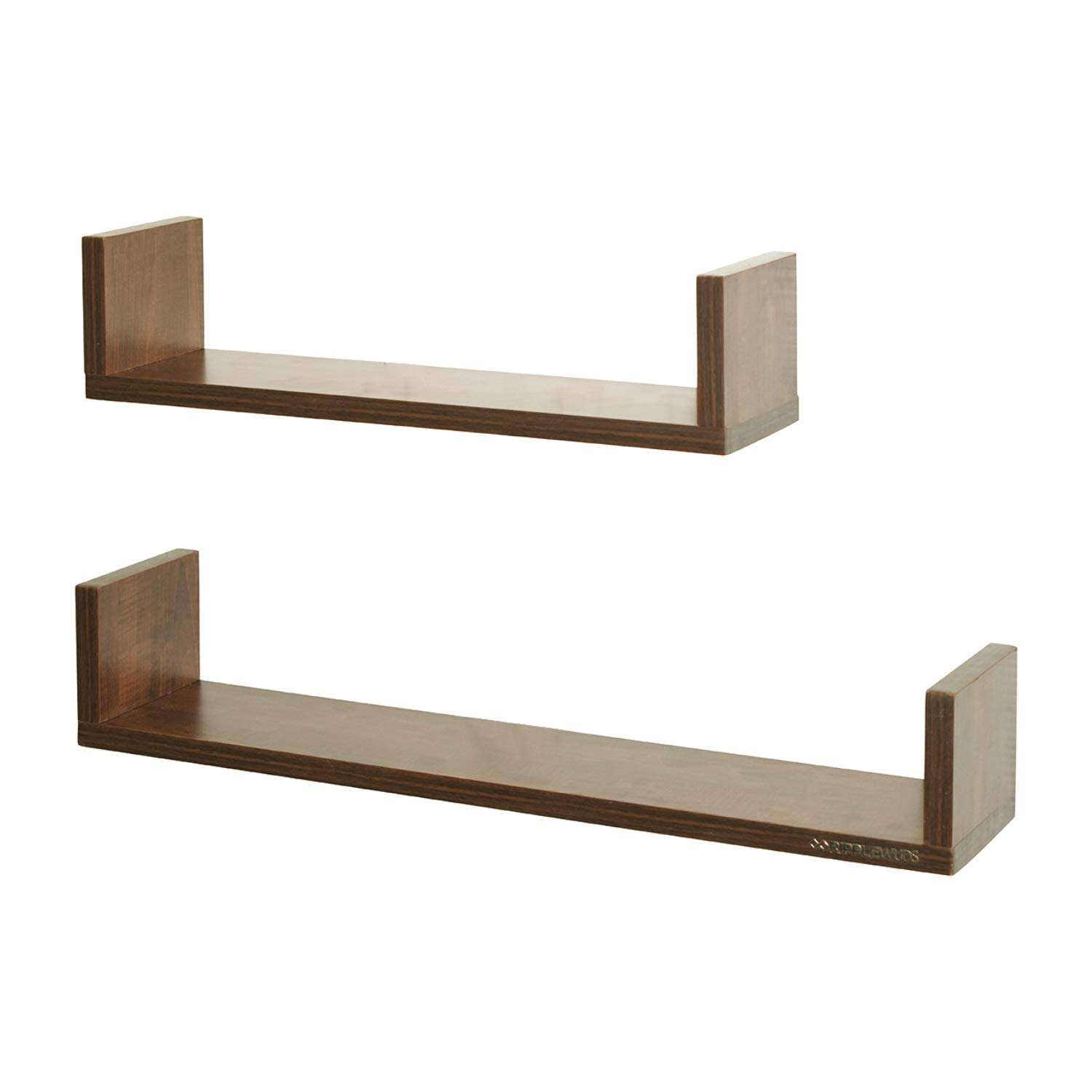 RIPPLEWUDS August Wooden Wall Shelves for Kitchen- Pack of 2 Wall Mounted Wall Shelf for Home Decoration (Wallnut) 4