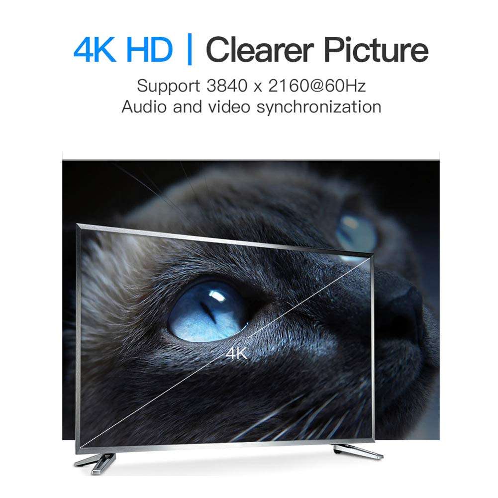 VENTION DisplayPort Cable 1.5m/5ft, DP to DP 1.2 Cable (4K@60Hz, 2K@144Hz) Gold-Plated Interface, 3D DisplayPort Cord Compatible with PC, TV, Monitor, Desktop, Projector 3