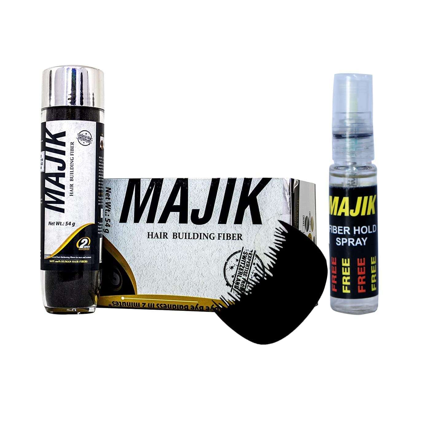 Majik Human Hair Fiber for Thinning Hair Cover Bald Spots Natural Hair Building Fibers Unisex (52 Gram, Black) 1