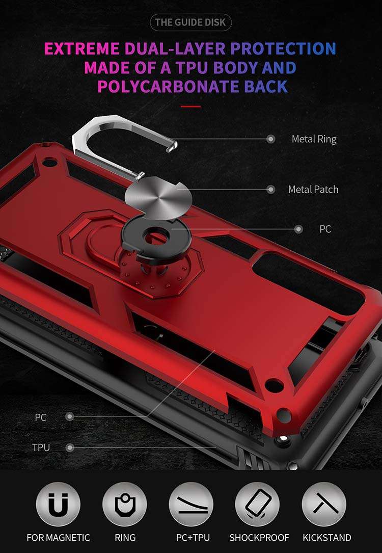 Strug for Samsung Galaxy A7 2018 /A750 Case,Heavy Duty Shockproof Protection Built-in 360 Rotatable Ring Magnetic Car Mount Case Cover with Screen Protector for Samsung Galaxy A7 2018(Black) 2