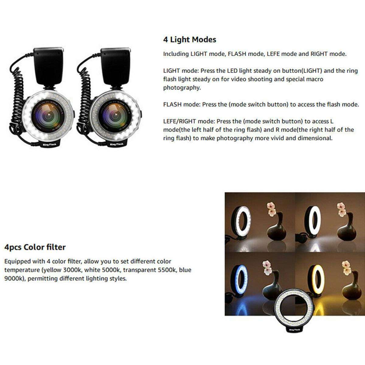 SOONHUA Camera Flash Light,Universal Macro 48LED Ring Flash Light for Nikon Canon DSLR Cameras 4