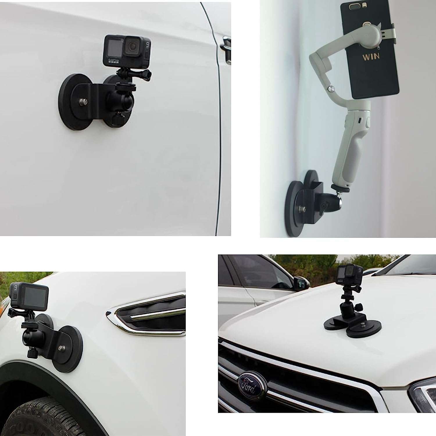 ADOFYS Magnetic Action Camera Mount, Super Magnetic Heavy-Duty Alloy Suction Cup Mount with Adapter 1/4-20 for GoPro Compatible with Hero 11/10/9/8/Max and Other Action Camera 6