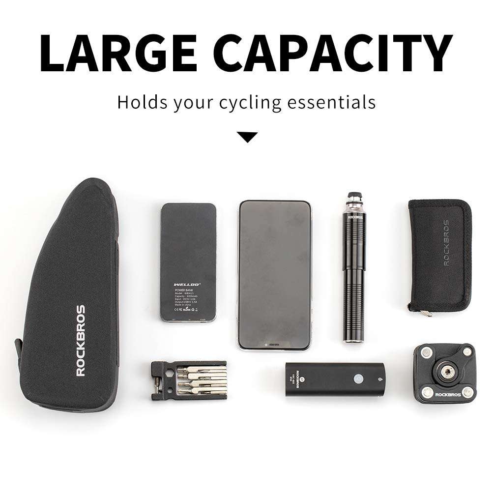 ROCKBROS Bike Bag Top Tube Bike Frame Bag Waterproof Two Zipper Pockets Bike Pouch Top Tube Bike Bags for Bicycles 5