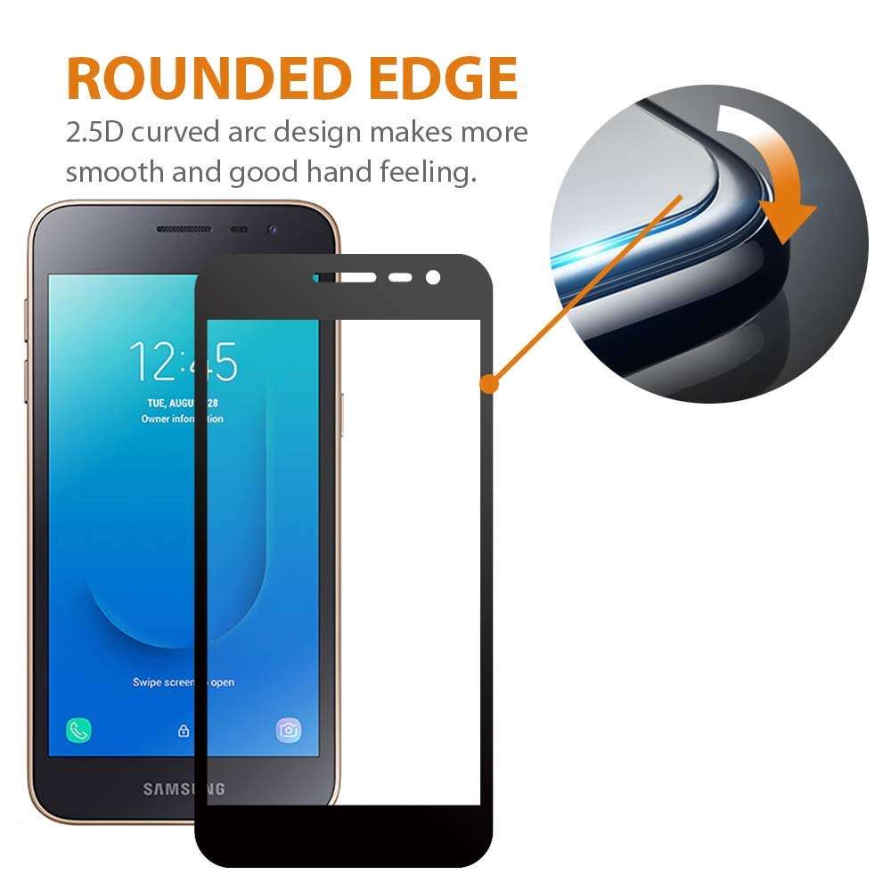 VNGUKS for Samsung Galaxy J2 Core Case with Screen Protector, J2 Pure/J2 2019/J2 Dash/J2 Shine Case, Bling Diamond Glitter Silicone Bumper with Metal Ring Holder Cover with Tempered Glass, Black 6