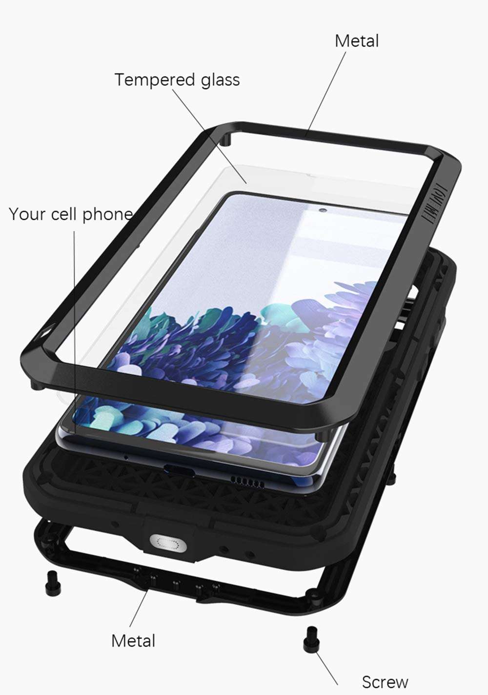 LOVE MEI for Galaxy S20 FE 5G Case, Outdoor Sports Waterproof Military Heavy Duty Shockproof Dust/Dirt Proof Hybrid Aluminum Metal+Silicone+Tempered Glass Cover for Samsung Galaxy S20 FE 5G (Green) 3