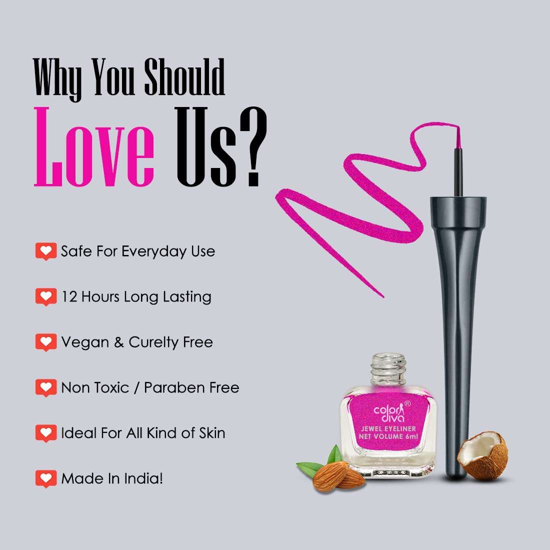 COLOR DIVA Superwing Color Eyeliner Blue, Pink, Green, 5.5ml Each | Quick Drying, Smudge Proof, 12HR Long Lasting & Bright Color Effect | For All Occasion & Daily Use, Pack Of 3 5