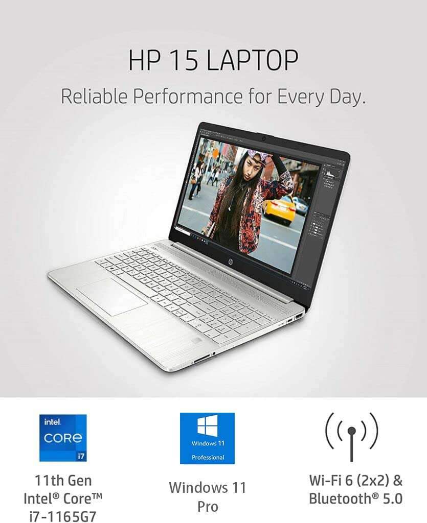 HP [Windows 11 Pro 15t Business Laptop, 15.6’’ Full HD Touchscreen, Intel Core i7-1165G7 Processor, Backlit KB, FP Reader, Wi-Fi 6, Webcam, HDMI, Silver (32GB RAM | 2TB PCIe SSD) 5