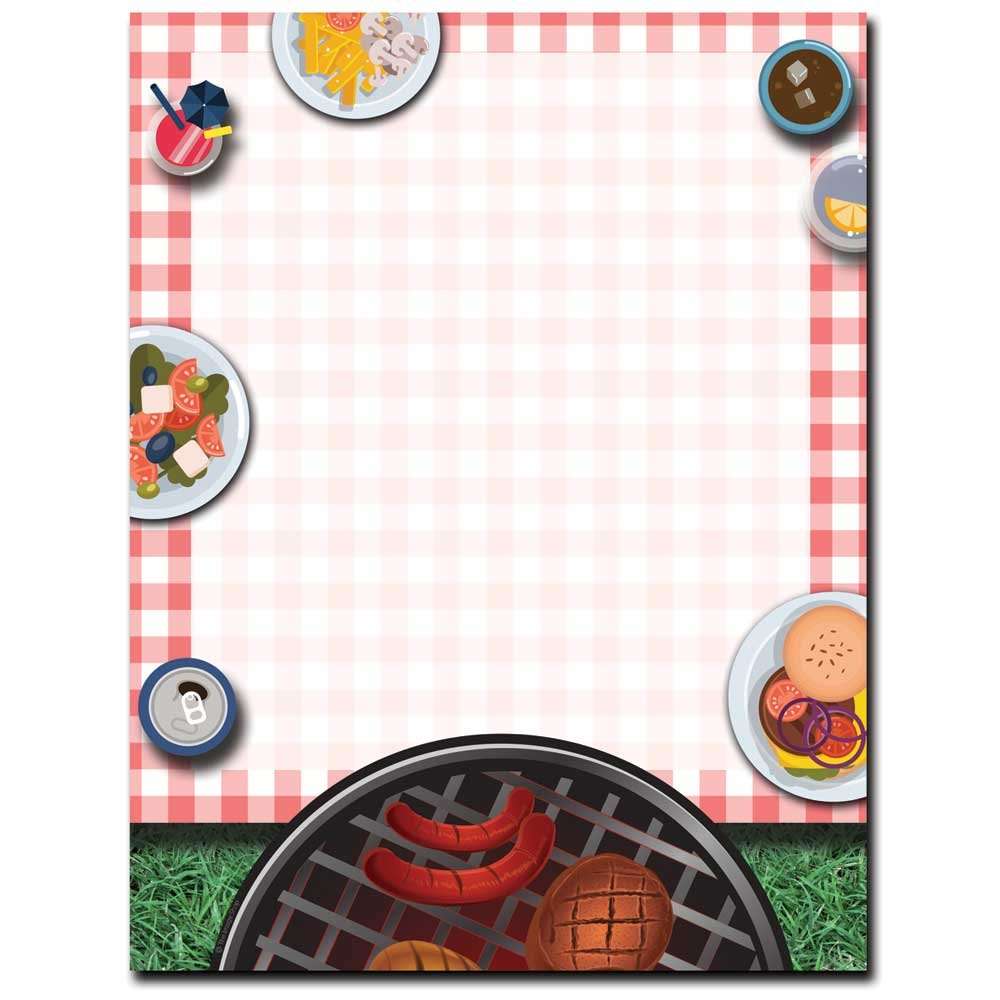 Summertime Backyard BBQ Letterhead Laser & Inkjet Printer Paper, 25 pack 1