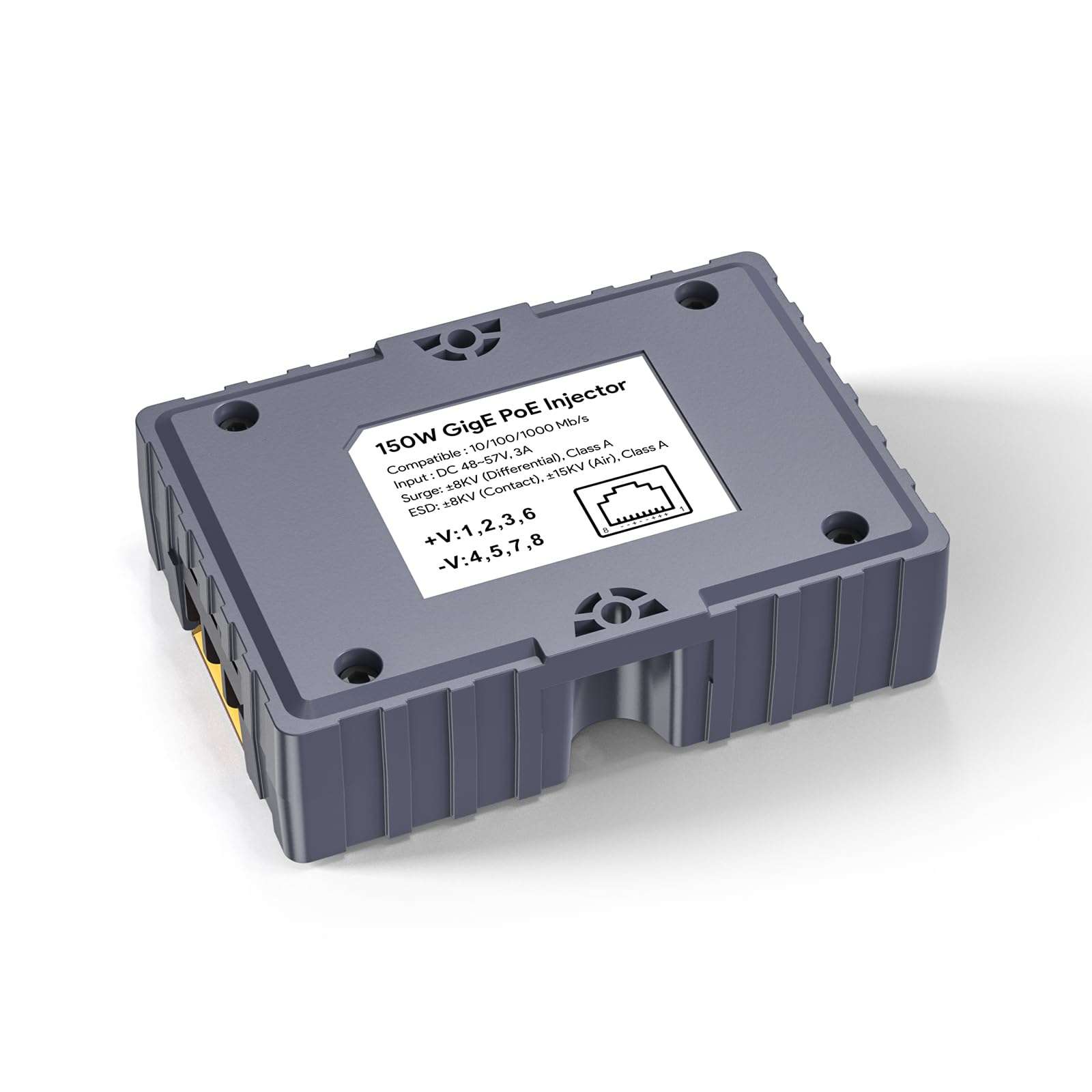 MSAFF 150W GigE Passive PoE Injector for Starlink with Surge Protection & ESD, Developed for Dishy V2 pinout 48-57V / 3A 10/100/1000M 3