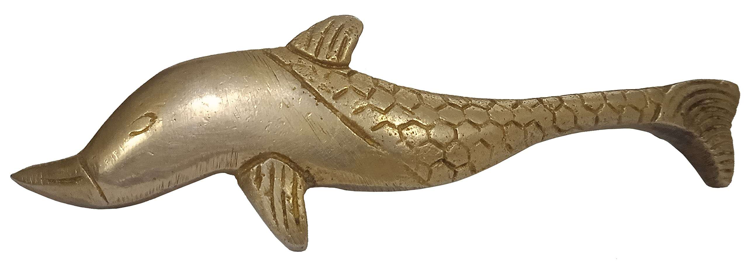 Purpledip Brass Handle: Fish Shape Vintage Design Grip for Door Window Dresser Cupboard Drawer, 4.5 Inches Long, Golden (11024) 3