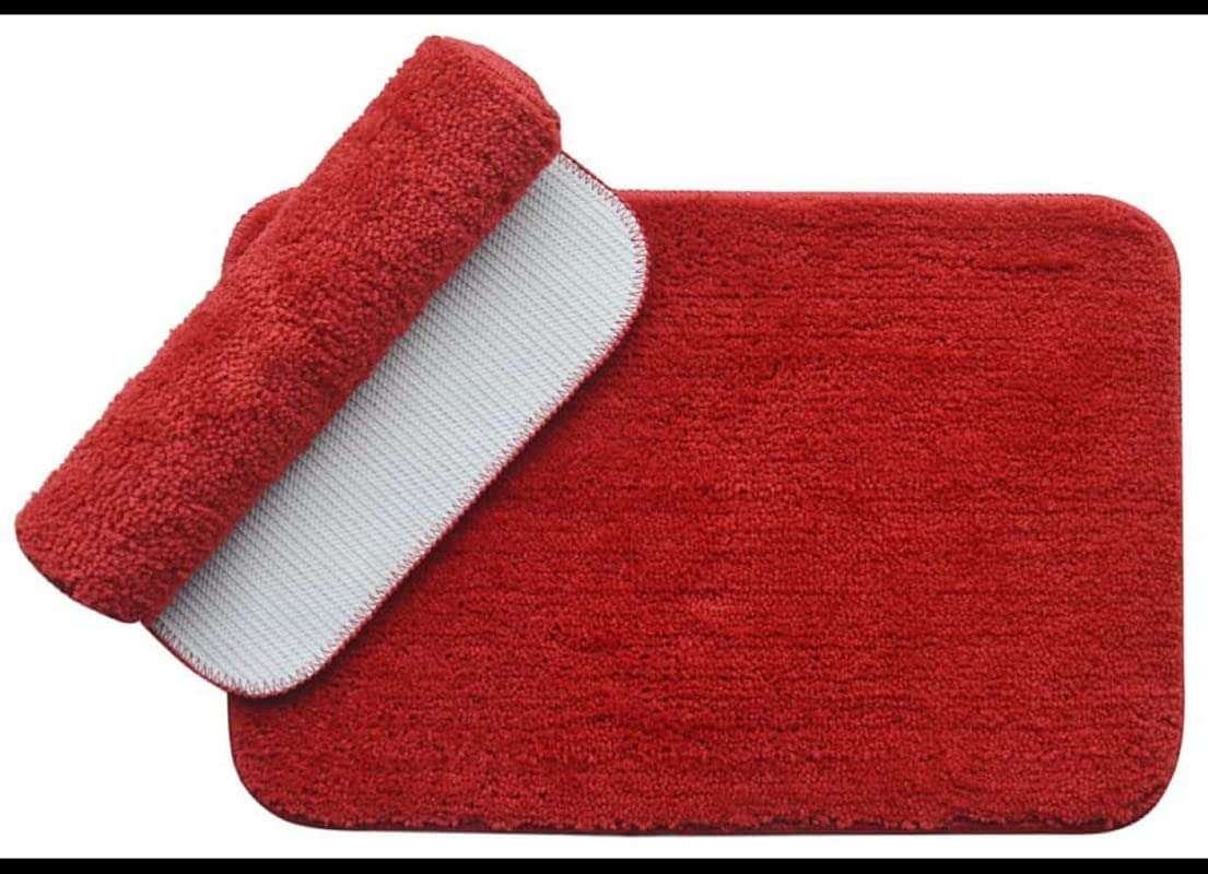 Somya Enterprises Super Soft Microfiber Anti Skid Water Absorbing Door Mat/Bath Mat, for Kitchen, Office (Maroon, 40x60 cm)-Pack of 2 1