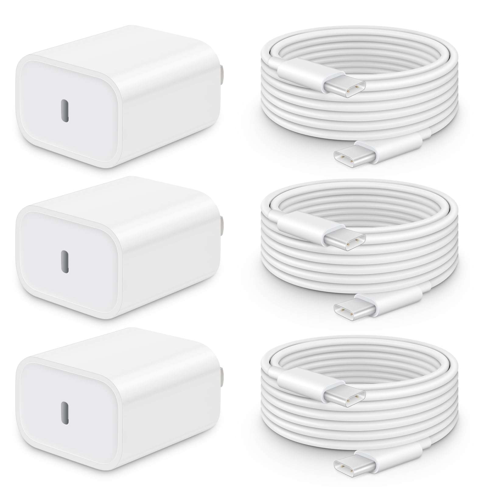 CXX i Phone 17 16 15 Charger Fast Charging-20W USB C Power Brick with 6Ft Type C to C Cord for i Phone 17/17 Pro/17 Air/17 Pro Max/16/16 Pro/16 Plus/16 Pro Max/15 Series, iPad Pro & More [3 Pack] 1