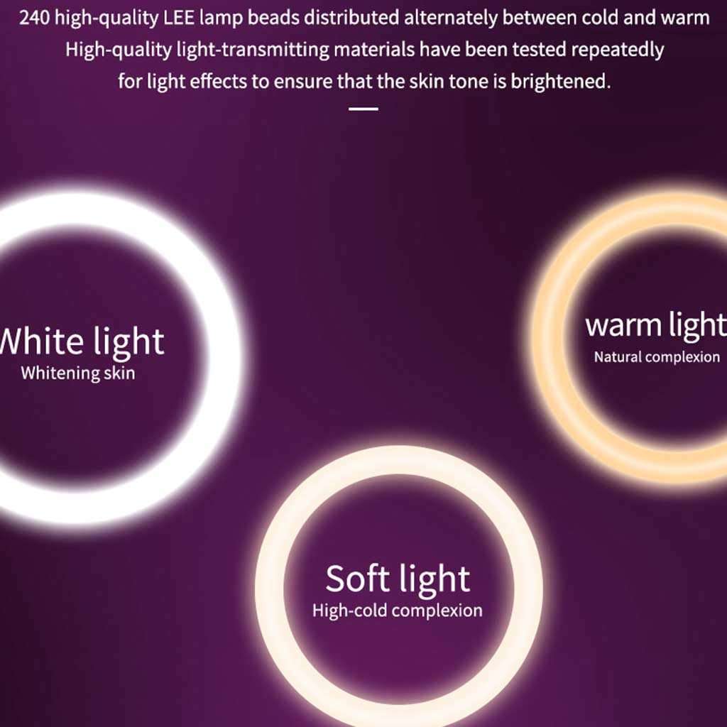 Ring light LED 14.17 Inches, with Tripod Stand for YouTube Videos and Makeup, LED Camera Light with Mobile Phone Holder, LED with 3 Lighting Modes HuaYing 2