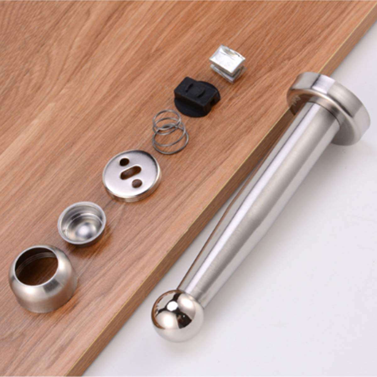 Door Stopper,Magnetic Door Stop,3.8 inch Extra Long Door Stop Wall Protector, Soft-Catch Stainless Steel Door Catch,Heavy Duty Door Holder, Brushed Modern Solid Rigid Floor Door Stopper 1Pack 3