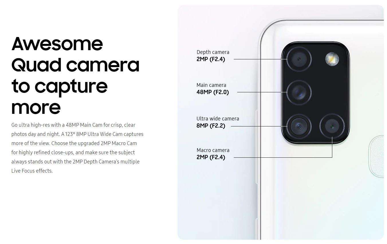 SAMSUNG Galaxy A21s (128GB, 4GB) 6.4" Infinity-U Display, Triple Camera, Dual SIM GSM Unlocked Global 4G LTE (T-Mobile, AT&T, NOT Metro, Latin) International Model A217M/DS (64GB SD Bundle, Blue) 6